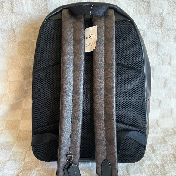 NWT!Rare! Coach F72483 Men's Houston Backpack In Signature Canvas Mahogany Black